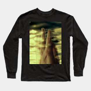 Digital collage and special processing. Hand near soft light. Soft and calm. To exist. Yellow. Long Sleeve T-Shirt